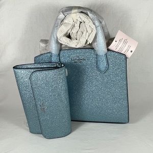 KATE SPADE Tinsel Satchel & Cellphone Wristlet in Frosty Sky